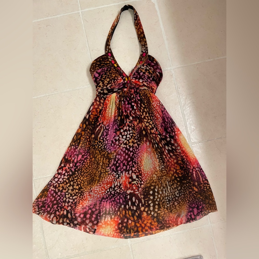 Boston Proper Muse halter neck knee length dress size 4.